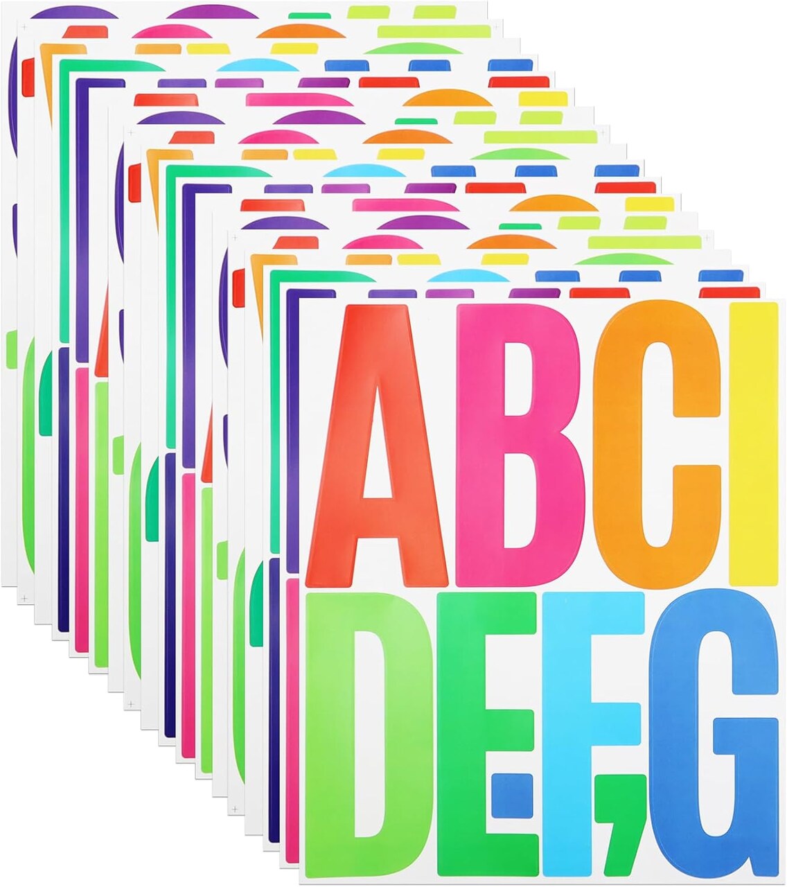 18 Sheets Letter Number Stickers (Multi) 10.5 x 8.7 x 0.1 inches